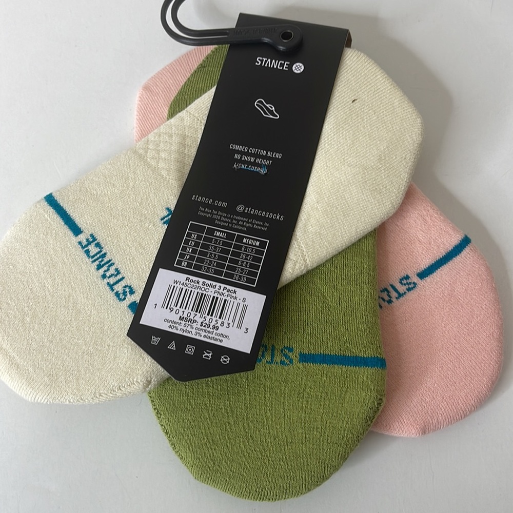 Stance Womens Casual 3 Pairs No Show Socks Rock Solid 3 Pack Pink - Picture 7 of 11